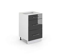 Vicco Mobiletto base per cucina Fame-Line, Antracite lucido, 50 cm senza piano di lavoro, per la combinazione con altri moduli della serie Fame-Line