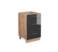 Vicco mobiletto base per cucina Fame-Line, Antracite lucido/Quercia dorata, 50 cm senza piano di lavoro
