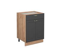 Vicco Mobiletto base per cucina Fame-Line, Antracite-oro, 60 cm con cassetto, senza piano di lavoro, per la combinazione con altri moduli della serie Fame-Line