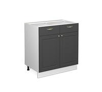 Vicco Mobiletto base per cucina Fame-Line, Antracite-oro, 80 cm | Frontale in MDF · Senza piano di lavoro · Piedini regolabili in altezza · Maniglie in metallo · Chiusura ammortizzata