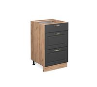 Vicco mobiletto base per cucina Fame-Line, Antracite-oro/Quercia dorata, 50 cm senza piano di lavoro