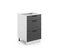 Vicco Mobiletto base per cucina Fame-Line, Antracite rustico, 50 cm senza piano di lavoro, per la combinazione con altri moduli della serie Fame-Line