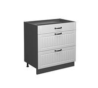 Vicco mobiletto base per cucina Fame-Line, Bianco casa di campagna/Antracite, 80 cm con 3 cassetti, senza piano di lavoro
