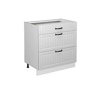Vicco mobiletto base per cucina Fame-Line, Bianco casa di campagna/Bianco, 80 cm con 3 cassetti, senza piano di lavoro