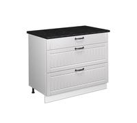 Vicco Mobiletto base per cucina Fame-Line, Bianco country/Bianco, 100 cm
