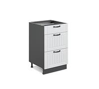 Vicco Mobiletto base per cucina Fame-Line, Bianco rustico, 50 cm senza piano di lavoro, per la combinazione con altri moduli della serie Fame-Line