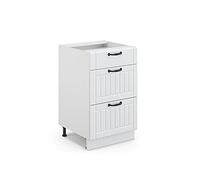 Vicco Mobiletto base per cucina Fame-Line, Bianco rustico, 50 cm senza piano di lavoro, per la combinazione con altri moduli della serie Fame-Line