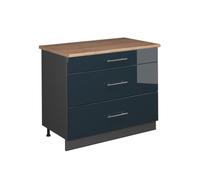Vicco Mobiletto base per cucina Fame-Line Blu scuro lucido/Antracite 100 cm