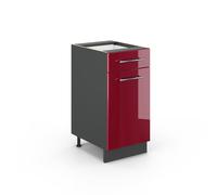 Vicco Mobiletto base per cucina Fame-Line, Rosso bordeaux lucido, 40 cm senza piano di lavoro, per la combinazione con altri moduli della serie Fame-Line