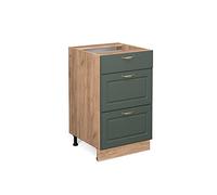 Vicco Mobiletto base per cucina Fame-Line, Verde-oro rustico, 50 cm senza piano di lavoro, per la combinazione con altri moduli della serie Fame-Line