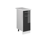 Vicco Mobiletto base per cucina R-Line, Antracite lucido, 30 cm, PL Marmo, per la libera combinazione all'interno di sistemi cucina modulari