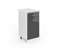 Vicco Mobiletto base per cucina R-Line, Antracite lucido, 40 cm, PL Marmo, per la libera combinazione all'interno di sistemi cucina modulari