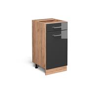 Vicco mobiletto base per cucina R-line, Antracite lucido/Quercia dorata, 40 cm senza piano di lavoro