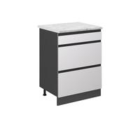 Vicco Mobiletto base per cucina R-Line, Bianco, 60 cm J-ShapePL Marmo, per la libera combinazione all'interno di sistemi cucina modulari