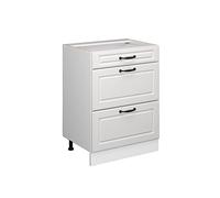 Vicco Mobiletto base per cucina R-Line, Bianco casa di campagna, 60 cm con cassetti, senza piano di lavoro, per la libera combinazione all'interno di sistemi cucina modulari