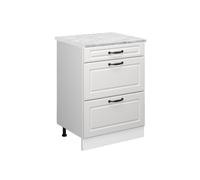 Vicco Mobiletto base per cucina R-Line, Bianco casa di campagna, 60 cm PL Marmo, per la libera combinazione all'interno di sistemi cucina modulari