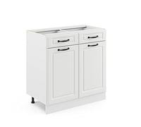 Vicco Mobiletto base per cucina R-Line, Bianco casa di campagna, 80 cm senza piano di lavoro, per la libera combinazione all'interno di sistemi cucina modulari