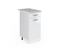 Vicco Mobiletto base per cucina R-Line, Bianco lucido, 40 cm, PL Marmo, per la libera combinazione all'interno di sistemi cucina modulari