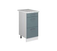 Vicco Mobiletto base per cucina R-Line, Grigio-blu, 40 cm con cassetti PL Marmo, per la libera combinazione all'interno di sistemi cucina modulari