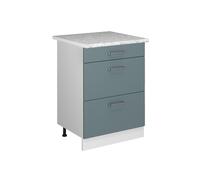 Vicco Mobiletto base per cucina R-Line, Grigio-blu, 60 cm con cassetti PL Marmo, per la libera combinazione all'interno di sistemi cucina modulari