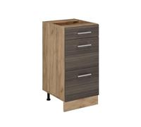 Vicco Mobiletto base per cucina R-Line, Grigio nobile, 40 cm con cassetti, senza piano di lavoro, per la libera combinazione all'interno di sistemi cucina modulari