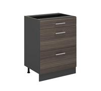 Vicco Mobiletto base per cucina R-Line, Grigio nobile, 60 cm con cassetti, senza piano di lavoro, per la libera combinazione all'interno di sistemi cucina modulari