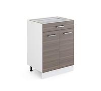 Vicco Mobiletto base per cucina R-Line, Grigio nobile, 60 cm con cassetto, senza piano di lavoro, per la libera combinazione all'interno di sistemi cucina modulari
