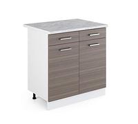 Vicco Mobiletto base per cucina R-Line, Grigio nobile, 80 cm, PL Marmo, per la libera combinazione all'interno di sistemi cucina modulari