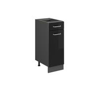 Vicco Mobiletto base per cucina R-Line, Nero lucido, 30 cm senza piano di lavoro, per la libera combinazione all'interno di sistemi cucina modulari