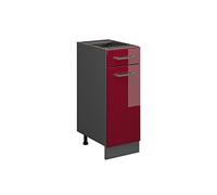 Vicco mobiletto base per cucina R-line, Rosso bordeaux lucido/Antracite, 30 cm senza piano di lavoro