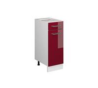 Vicco mobiletto base per cucina R-line, Rosso bordeaux lucido/Bianco, 30 cm senza piano di lavoro