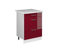 Vicco Mobiletto base per cucina R-Line, Rosso lucido, 60 cm