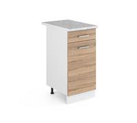 Vicco Mobiletto base per cucina R-Line, Sonoma, 40 cm, PL Marmo, per la libera combinazione all'interno di sistemi cucina modulari