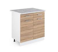 Vicco Mobiletto base per cucina R-Line, Sonoma, 80 cm, PL Marmo, per la libera combinazione all'interno di sistemi cucina modulari