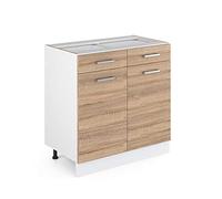 Vicco Mobiletto base per cucina R-Line, Sonoma, 80 cm senza piano di lavoro, per la libera combinazione all'interno di sistemi cucina modulari