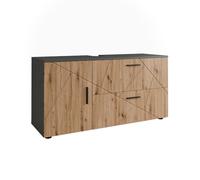 Vicco Mobiletto per lavabo Irma, Antracite/Artisan, 120.1 x 60.6 cm con 2 cassetti e 1 anta, adatto per lavabi standard con foro per sifone