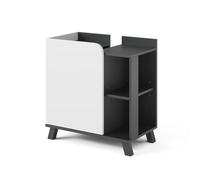 Vicco Mobiletto per lavabo Karen, Antracite/bianco, 60 x 65 cm con porta e vani aperti, con ritaglio per sifone per il montaggio sotto il lavabo