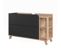 Vicco Mobiletto per lavabo Karen, Sonoma/antracite, 100 x 65 cm | con 2 cassetti, per montaggio sotto il lavabo con apertura per sifone