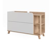 Vicco Mobiletto per lavabo Karen, Sonoma/Bianco, 100 x 65 cm | con 2 cassetti, per montaggio sotto il lavabo con apertura per sifone