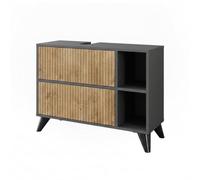 Vicco Mobiletto per lavabo Leano Antracite/quercia di montagna 80x62 cm | con 2 cassetti, adatto per la conservazione di articoli da bagno e asciugamani