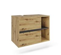 Vicco Mobiletto per lavabo Viola, Artigiano/grigio, 80 x 60 cm con 2 cassetti, con intaglio per sifone per installazione sospesa a parete