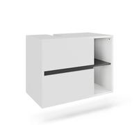 Vicco Mobiletto per lavabo Viola, Bianco/Grigio, 80 x 60 cm | con 2 cassetti, con intaglio per sifone per installazione sospesa a parete
