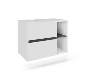 Vicco Mobiletto per lavabo Viola, Bianco/Grigio, 80 x 60 cm | con 2 cassetti, con intaglio per sifone per installazione sospesa a parete