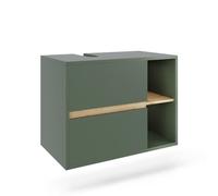 Vicco Mobiletto per lavabo Viola, Verde/Artigianale, 80 x 60 cm con 2 cassetti, con intaglio per sifone per installazione sospesa a parete