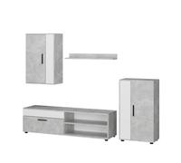 Vicco Parete attrezzata Berno, Calcestruzzo, Set di 4, adatto per la conservazione di dispositivi multimediali e accessori