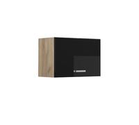 Vicco pensile da cucina R-line, Nero lucido/Quercia dorata, 60 cm Piatto