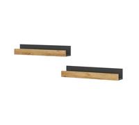 Vicco Scaffale a muro Tomy, Antracite/quercia dorata, 60 x 10 cm Set di 2