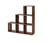 Vicco Scaffale a scala, Legno antico, 107.2 x 107.8 cm, utilizzabile come divisorio con 6 vani aperti