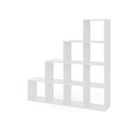 Vicco Scaffale a scale, Bianco, 142.5 x 140 cm, utilizzabile come divisorio per ambienti con struttura a scala