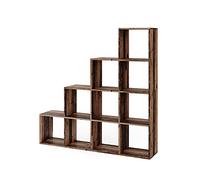 Vicco Scaffale a scale, Legno antico, 142.5 x 140 cm, utilizzabile come divisorio per ambienti con struttura a scala